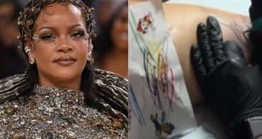 Rihanna en crisis se tatúa garabatos de sus hijos