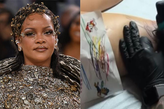 Rihanna en crisis se tatúa garabatos de sus hijos Rihanna en crisis se tatúa garabatos de sus hijos